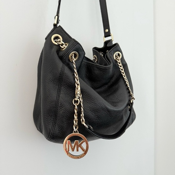 Vintage Michael Kors black leather multiway gold chain shoulder & crossbody tote - Picture 7 of 10